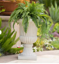 Napoli 19 in. W x 26.5 in. H Antique White Lightweight Concrete Garden Urn Planter- new!