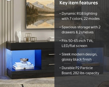 Bestier Black TV Stand for TVs up to 65", Modern High Gloss! (NEW IN BOX)