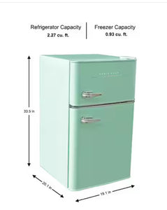 Magic Chef
Retro 3.2 cu. ft. 2-Door Mini Fridge in Mint Green/ new!