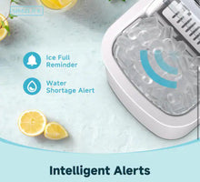 Simzlife 9.37 in. 26 lb. /24H Bullet Ice Countertop Portable Ice Maker in White, 6Mins/9Pcs, Auto-cleaning, with Basket and Scoop! (NEW IN BOX)