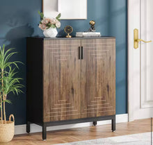 37 in. H x 31 in. W Brown MDF Shoe Storage Cabinet, 5-Tier Modern Shoe Racks, 20-Pairs for Closet, Living Room, Bedroom! (NEW IN BOX)