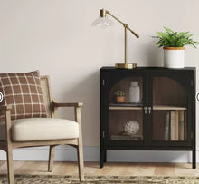 New Bedford 2 Door Accent Cabinet Black - Threshold: Elegant Storage, Pewter Hardware, Wood Veneer! (NEW IN BOX)