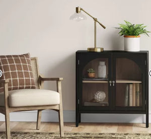 New Bedford 2 Door Accent Cabinet Black - Threshold: Elegant Storage, Pewter Hardware, Wood Veneer! (NEW IN BOX)