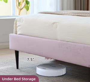 Purple Frame Full Size of Luxury Velvet Platform Bed with Seashell-Shaped Headboard! (NEW IN BOX)