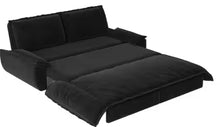 3-in-1 Convertible Black 73.2 in. Soft Velvet Queen Size Sofa Bed with 2-Soft Pillows! (NEW & ASSEMBLED)