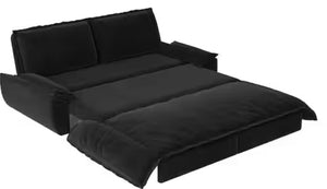 3-in-1 Convertible Black 73.2 in. Soft Velvet Queen Size Sofa Bed with 2-Soft Pillows! (NEW & ASSEMBLED)