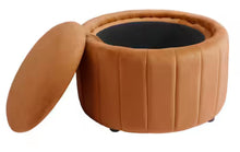 Uixe Modern Orange Velvet Round Accent Storage Ottoman (Set-1)!! BRAND NEW!!