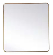 Timeless Home 40 in. H x 36 in. W Brass Modern Soft Corner Rectangular Wall Mirror! (NEW IN BOX)