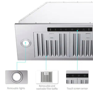 Vikio 28 in. 900CFM Convertible Ducted to Ductless Insert Range Hood in Stainless Steel with LED and Gesture Control! (NEW IN BOX)