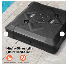 350 lbs. Mobile Square HDPE Heavy-Duty Outdoor Sand and Water Filled Patio Umbrella Base with 8-Wheels in Black- new!