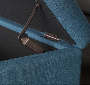 Noble House Chantelle Tufted Navy Blue Fabric Storage Ottoman! (NEW IN BOX)