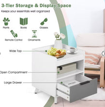 Tangkula 2PCS Nightstand Modern Beside End Table w/ LED Lights Open Compartment & Drawer! (NEW IN BOX)