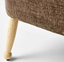 Corallina Upholstered Wooden Ottoman Natural Wood/Dark Brown! (NEW)