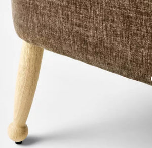 Corallina Upholstered Wooden Ottoman Natural Wood/Dark Brown! (NEW)