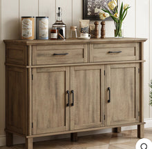 Wood Buffet Cabinet, Sideboard Cabinet, Storage Cabinet with 2 Drawers and 3 Doors, Adjustable Shelves, Washed Gray! (NEW IN BOX)