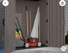 Suncast 53 in. W x 32.5 in. D Resin Vertical Tool Shed- new in box