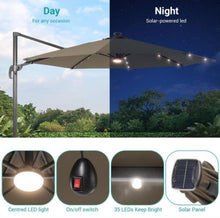 11 ft. LED Premium Cantilever Patio Umbrella - Outdoor Comfort with 360° Rotation and Canopy Angle Adjustment, Taup! (NEW IN BOX)