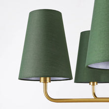 12-Light Dimmable Tiered Classic / Traditional Chandelier With Tapered Green Linen Fabric Shades- WE DO NOT SHIP