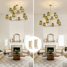 12-Light Dimmable Tiered Classic / Traditional Chandelier With Tapered Green Linen Fabric Shades- WE DO NOT SHIP