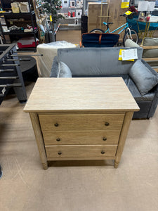 My Texas House Monroe 3 Drawer Nightstand with USB, Brushed Oak Finish!! NEW & ASSEMBLED - SMALL SCRATCHES FROM SHIPPING)