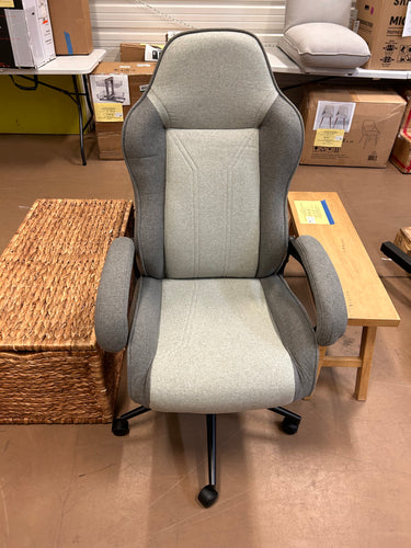 Swivel Gaming Chair Gray - Room Essentials, Upholstered Computer Desk Chair, Adjustable, Fixed Arms! (NEW)