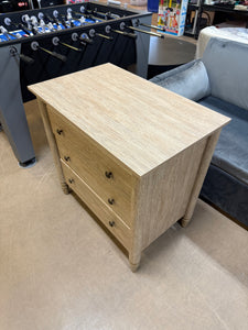 My Texas House Monroe 3 Drawer Nightstand with USB, Brushed Oak Finish!! NEW & ASSEMBLED - SMALL SCRATCHES FROM SHIPPING)