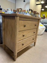 My Texas House Monroe 3 Drawer Nightstand with USB, Brushed Oak Finish!! NEW & ASSEMBLED - SMALL SCRATCHES FROM SHIPPING)