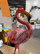 32-36 Inch Yard Flamingos Garden Statues, Metal Flamingo Outdoor Decor, Vibrant Flamingo Statues for Lawn, Backyard, Porch, Patio, Set of 2- one has small shipping damage - see pics