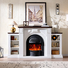 NO FIRE BOX! - 76”W Mantel, Wooden Freestanding for TVs up to 90"! (NEW IN BOX - MISSING FIREPLACE/BOX)