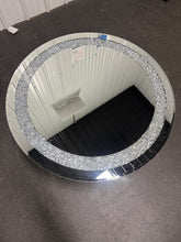 Silver Mirrored Coffee Table With Crystal Inlay, Round Glass Tea Table With Mirrored Finish, Modern Center Table For Living Room And Office!! NEW AND ASSEMBLED!!