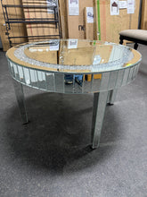 Silver Mirrored Coffee Table With Crystal Inlay, Round Glass Tea Table With Mirrored Finish, Modern Center Table For Living Room And Office!! NEW AND ASSEMBLED!!