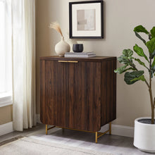 Walker Edison 32" Scandinavian 2 Door Accent Cabinet - Dark Walnut/ Gold**New in box**