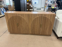 BELLEZE 65 Inch Fluted Buffet Cabinet with Storage, Symmetrical Arc Accent Sideboard Large Console Table for Dining Room, Kitchen, and Living Room (Caramel Brown)