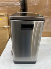 Amazon Basics Dual Bin Rectangular Trash Can With Soft-Close Foot Pedal, 30-Liter (2 x 15 Liter Interior Bins), 20.5 x 13 x 15.7 Inches (H x D x W), Brushed Stainless Steel!! NEW OUT OF BOX(MINOR DENTS FROM SHIPPING)!!