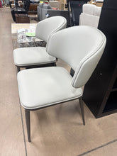 Leather Dining Chairs Set of 2 Upholstered Kitchen Chair with Curved Back & Sturdy Metal Base, Mid Century Modern Chair for Dining Table Kitchen Restaurant (Light Grey-2)- WE DO NOT SHIP!!