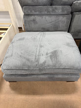 Grey Corduroy Rectangular Ottoman, Solid Wood! (NEW)