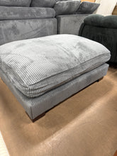 Grey Corduroy Rectangular Ottoman, Solid Wood! (NEW)
