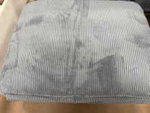 Grey Corduroy Rectangular Ottoman, Solid Wood! (NEW)