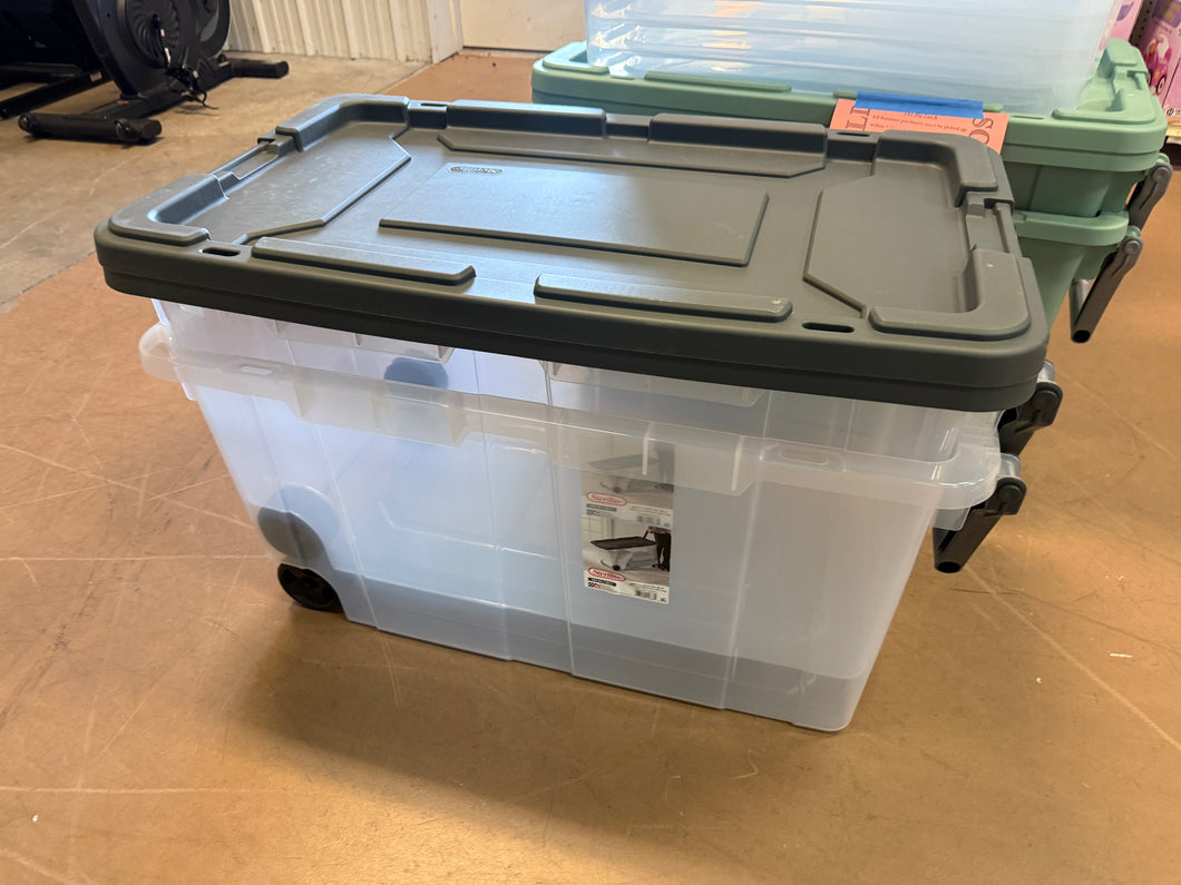 Sterilite 160 Qt. Wheeled Storage Box Plastic, Gray, SET OF 2 !! NEW OUT OF BOX!!