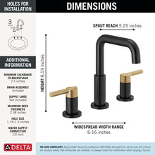 Two Handle Widespread Bathroom Faucet in Matte Black / Champagne Bronze