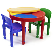 Humble Crew Kids 2-in-1 Plastic Dry Erase and Activity Table and 2 Chairs Set, Red, Green & Blue**New in box**