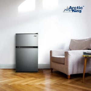 Arctic King 3.2 Cu ft Two Door Mini Fridge with Freezer, Stainless Steel, E-Star, ARM32D5ASL- NEW OUT OF BOX!