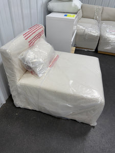 Beautiful Drew Modular Sofa, White Corded Fabric, Individual Piece! (NEW - SINGLE CHAIR)