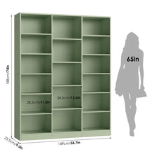 Wakil 74"H X 59"W 6-Tier Large Wood Storage Bookcase- Green- WE DO NOT SHIP!!