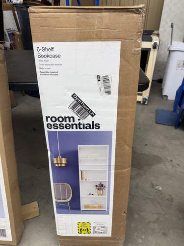 Room essentials- white 5 shelf bookcase - new in box