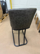 Forsyth 24" Gray Counter Stool with Upholstered Faux Leather and Black Metal Frame (Set of 2)- WE DO NOT SHIP!!