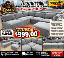 Thomasville Fallon 6-Piece Modular Sectional with Ottoman – Gray!! BRAND NEW!!