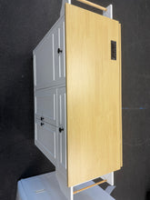 August Grove Rolling Kitchen Island Cart with Trash Storage, Power Outlet & Drop Leaf! (BRAND NEW & ASSEMBLED) - (MINOR CHIP ON DOOR)