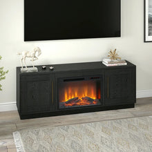 Evelyn&Zoe Tillman Rectangular TV Stand with 26" Log Fireplace for TV's up to 75", Black Grain! (NEW IN BOX)