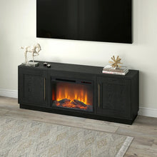 Evelyn&Zoe Tillman Rectangular TV Stand with 26" Log Fireplace for TV's up to 75", Black Grain! (NEW IN BOX)